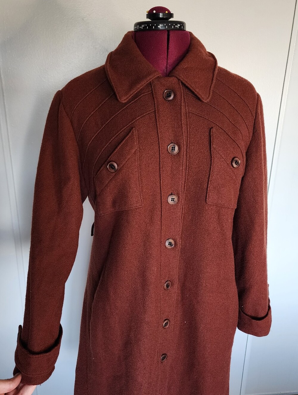 1970s Sears Fashions Vintage Women’s Rust Brown Swing Coat Button Front Size L
